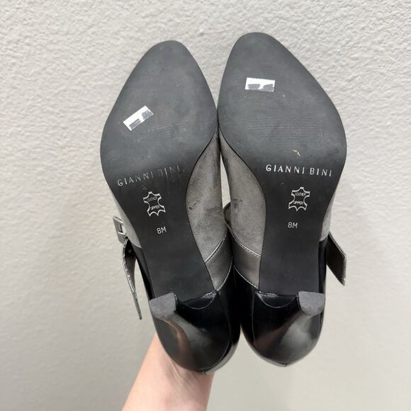 Gianni Bini Heels Size 8 Leather Gray Black 3.5" Heel Shoes Womens - Picture 4 of 7